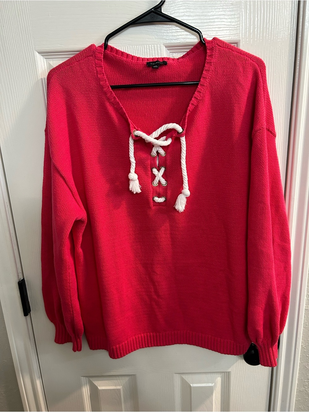 Talbots Pink Pullover Crewneck Nautical Style Sweater Size XL